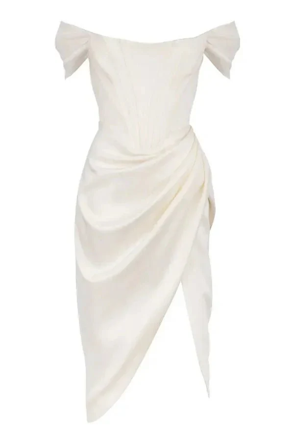 Amelia | Women’s Elegant Midi Wedding Guest Dress with High Split - Image 4