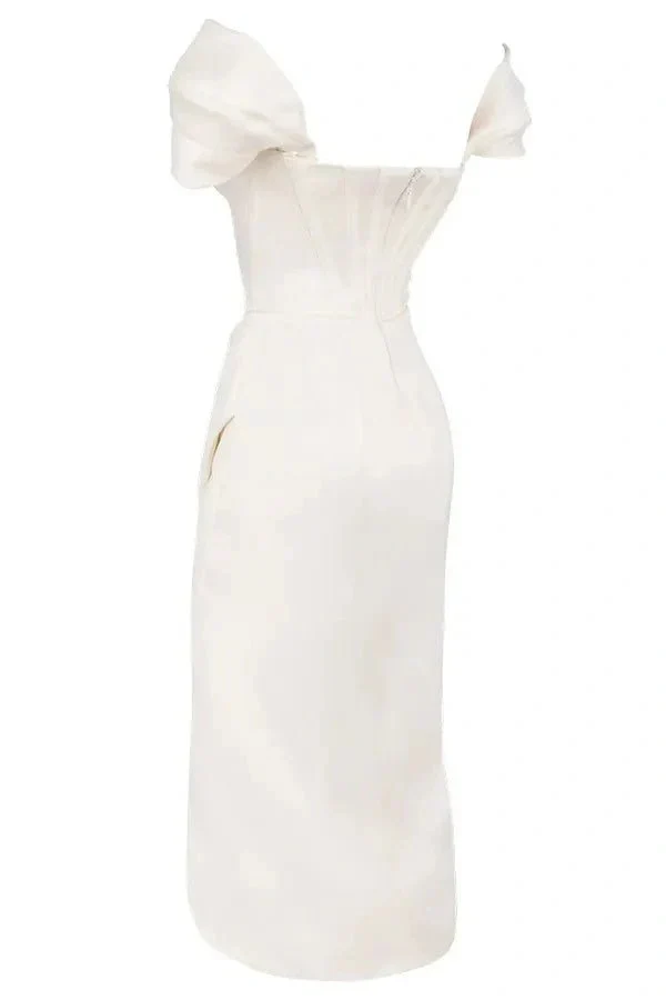 Amelia | Women’s Elegant Midi Wedding Guest Dress with High Split - Image 5