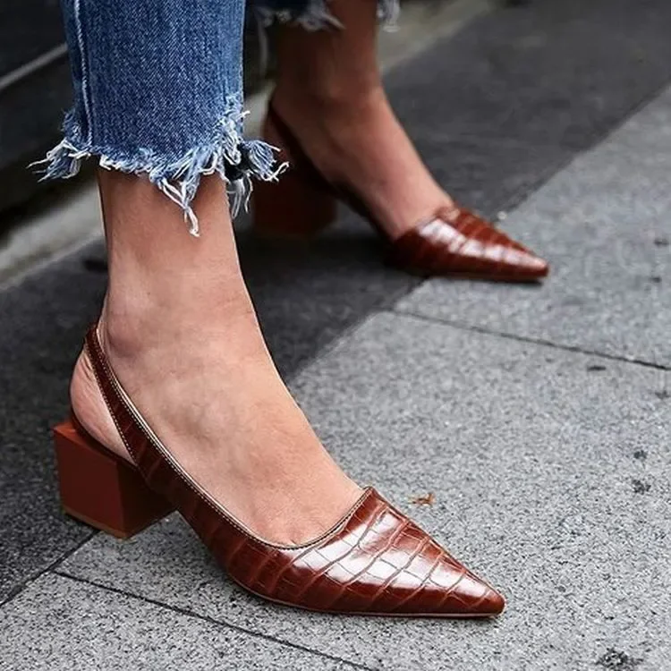 Amelia | Women’s Elegant Slingback Pointed-Toe Heels with Block Heel - Image 3