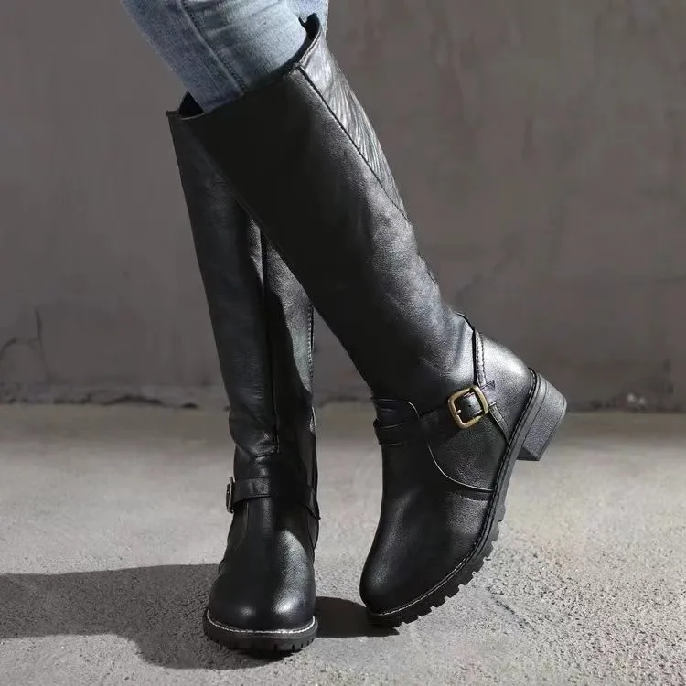 Aoife | Women’s Stylish Buckle Knee High Boots with Side Zip - Image 5