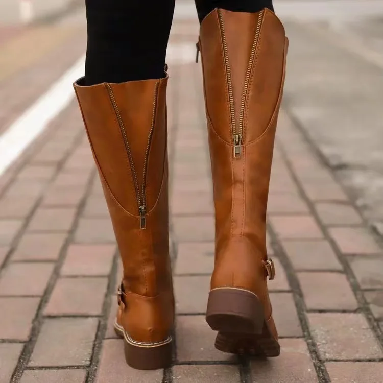 Aoife | Women’s Stylish Buckle Knee High Boots with Side Zip - Image 6