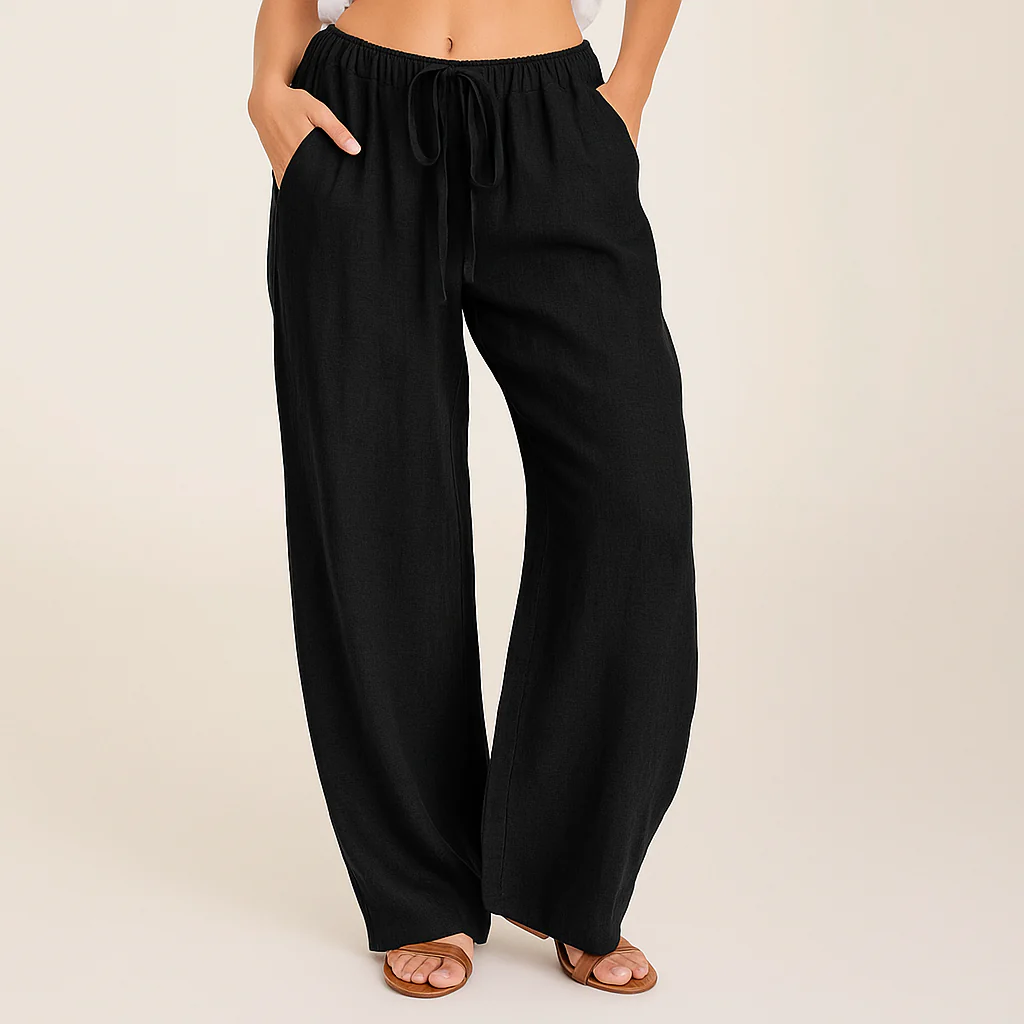 Ava | Women’s Wide-Leg Summer trousers with Drawstring Waist - Image 3