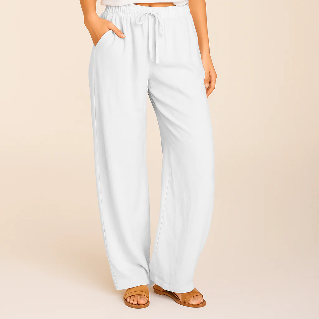 Ava | Women’s Wide-Leg Summer trousers with Drawstring Waist - Image 4