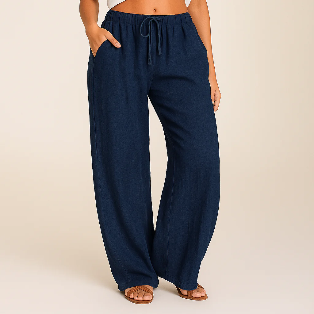 Ava | Women’s Wide-Leg Summer trousers with Drawstring Waist - Image 5