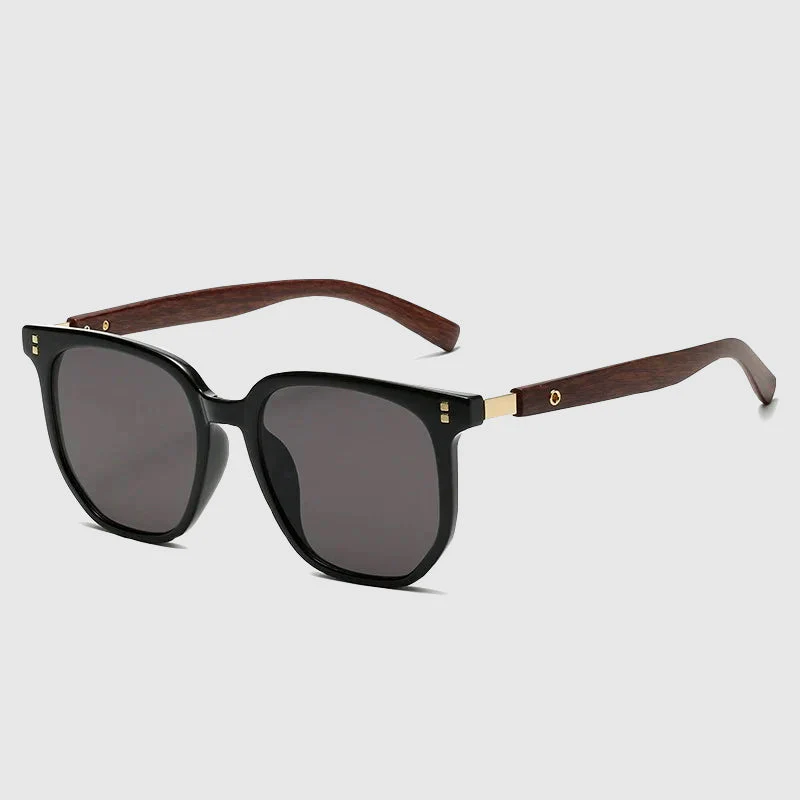 Casual Vintage Square Sunglasses with Wood-Effect - Image 2