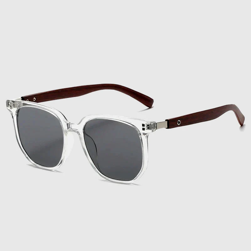 Casual Vintage Square Sunglasses with Wood-Effect - Image 3