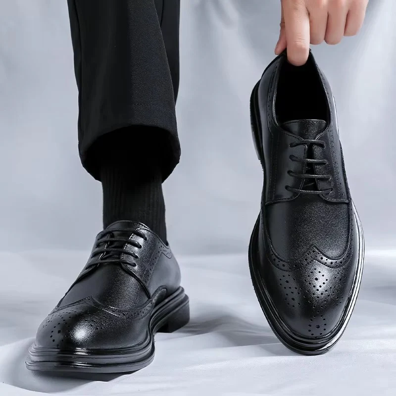 Charlie | Men’s Classic Brown Dress Derby Shoes with Wingtip Brogue - Image 3
