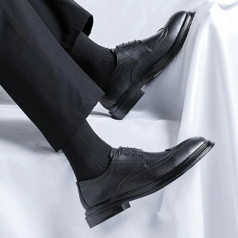 Charlie | Men’s Classic Brown Dress Derby Shoes with Wingtip Brogue - Image 4