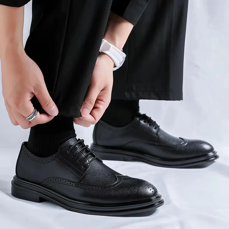Charlie | Men’s Classic Brown Dress Derby Shoes with Wingtip Brogue - Image 5