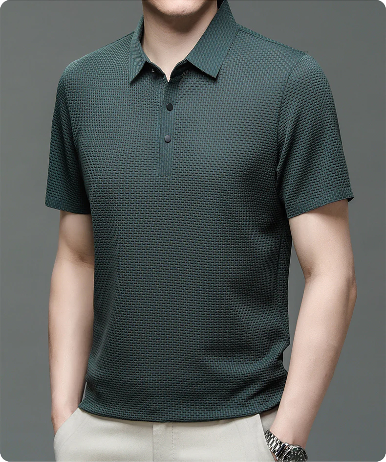 Charlie | Men’s Classic Summer Short Sleeve Textured Polo Shirt - Image 11