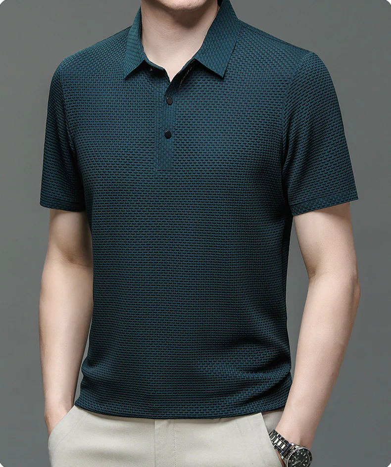 Charlie | Men’s Classic Summer Short Sleeve Textured Polo Shirt - Image 3