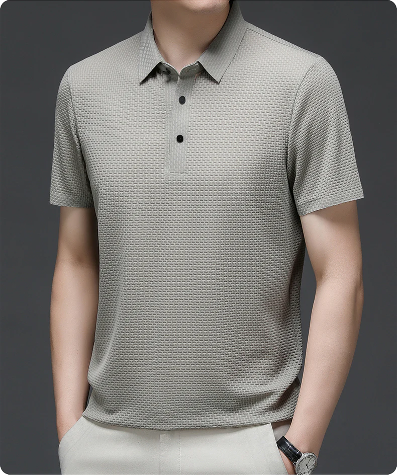 Charlie | Men’s Classic Summer Short Sleeve Textured Polo Shirt - Image 5