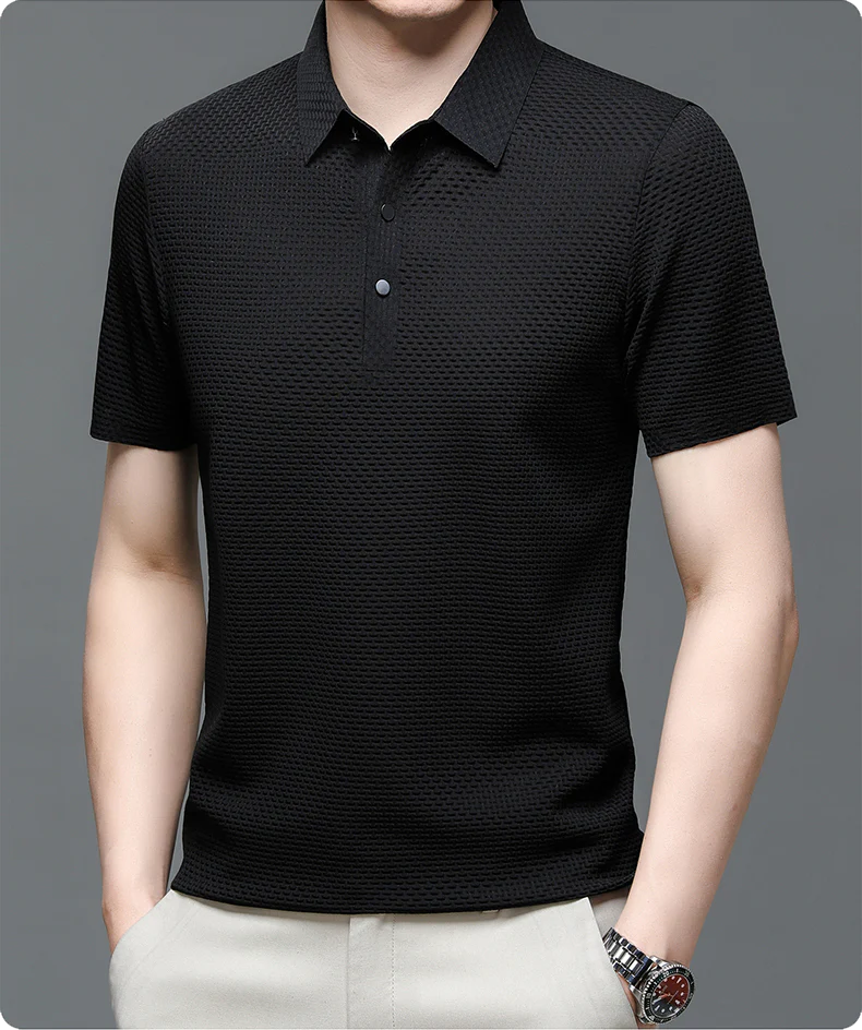 Charlie | Men’s Classic Summer Short Sleeve Textured Polo Shirt - Image 7