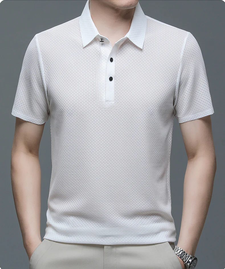 Charlie | Men’s Classic Summer Short Sleeve Textured Polo Shirt - Image 9