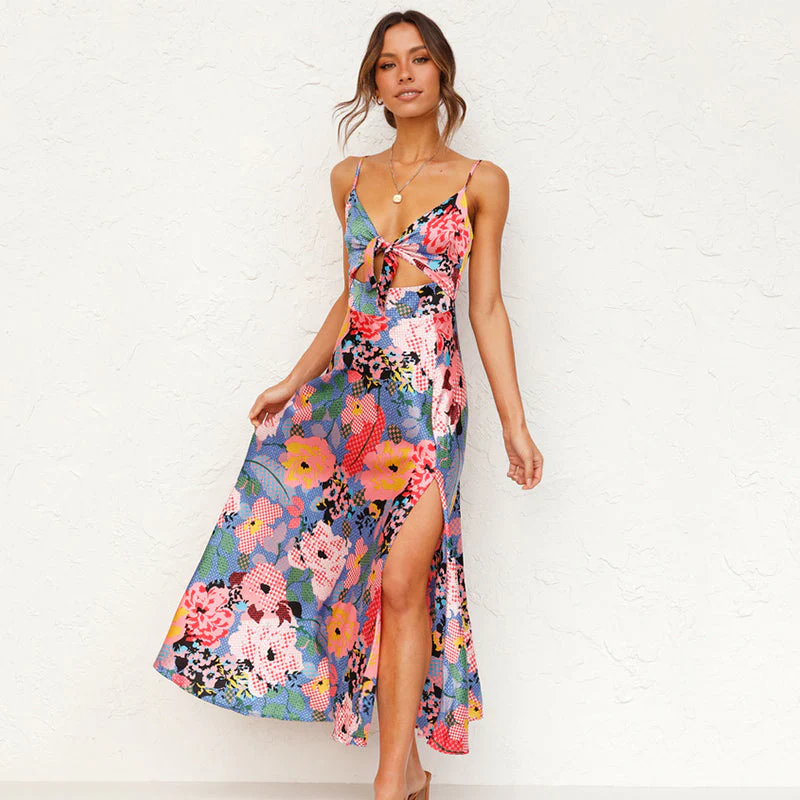 Charlotte | Women’s Trendy Floral Maxi Summer dress with Tie Front - Image 4