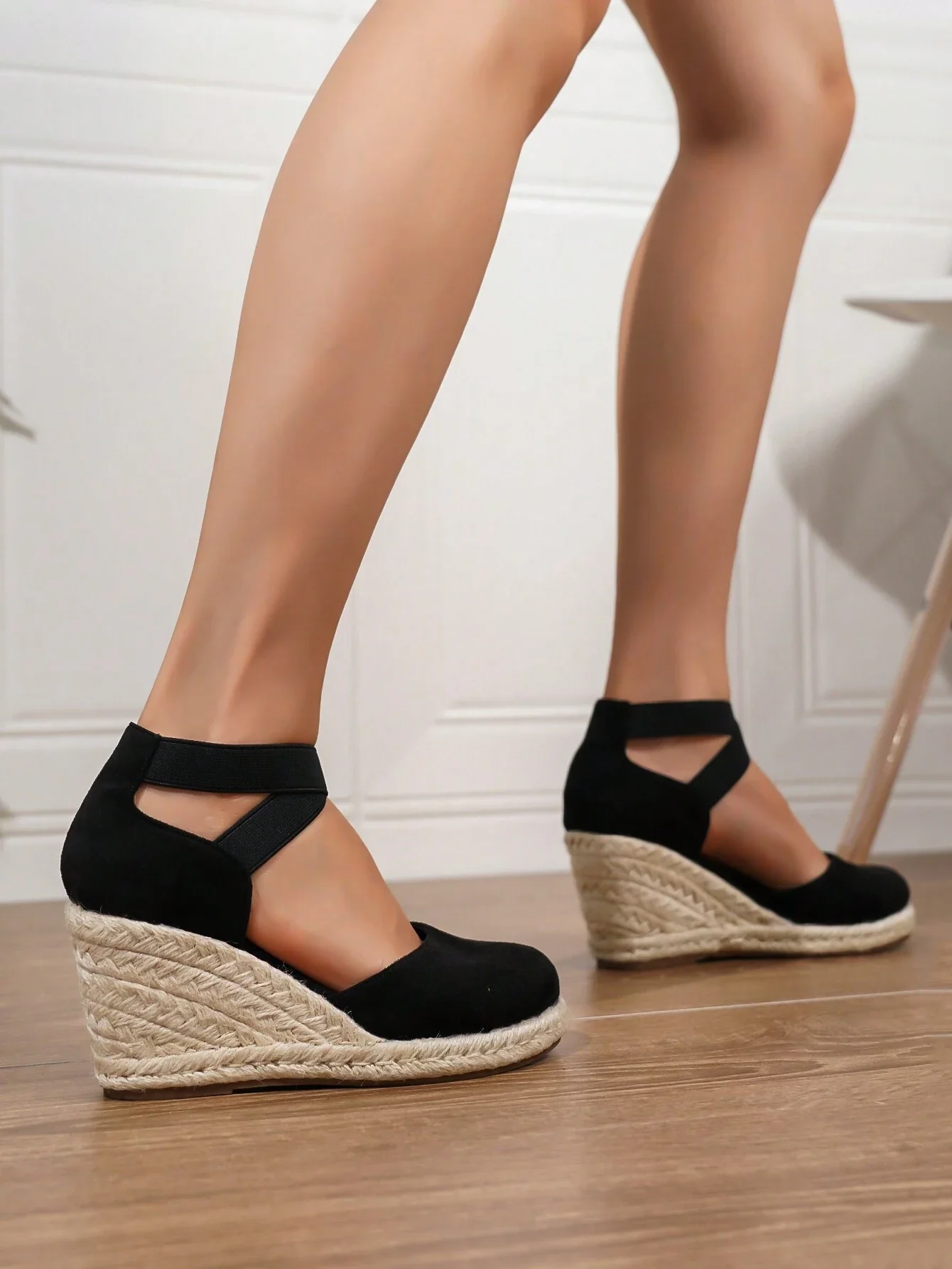 Cressida | Women’s Summer Wedge Espadrille Heeled Sandals with Ankle Buckle - Image 4