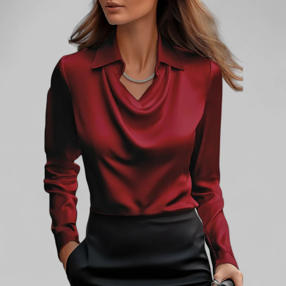 Daphne | Women’s Summer Elegant Blouse Top with Draped Cowl Neck - Image 5