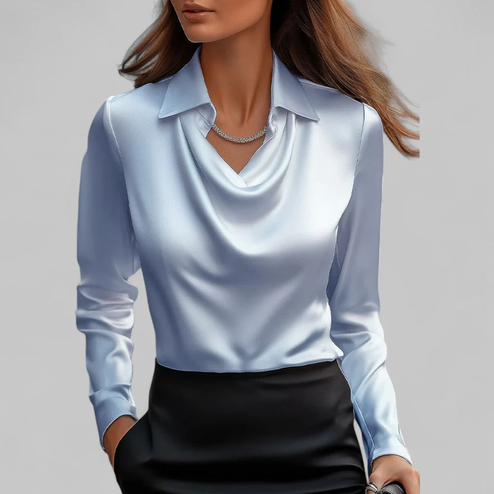 Daphne | Women’s Summer Elegant Blouse Top with Draped Cowl Neck - Image 6