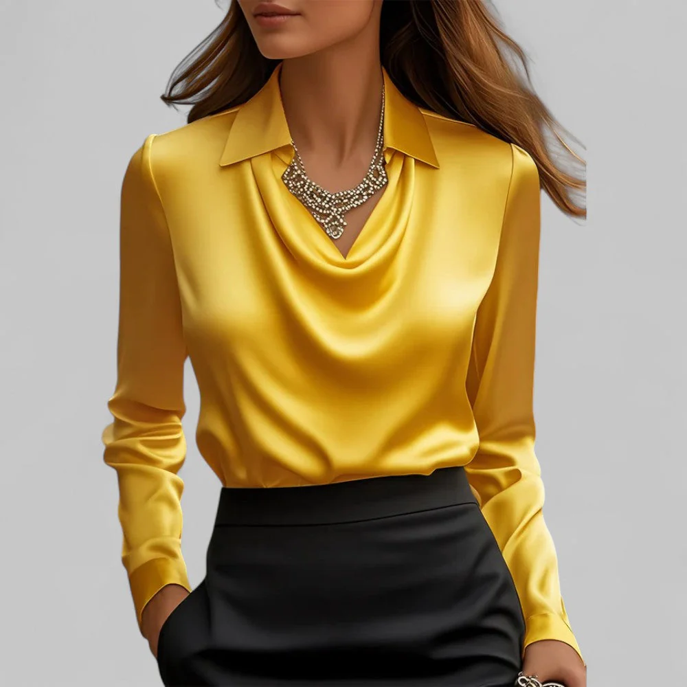 Daphne | Women’s Summer Elegant Blouse Top with Draped Cowl Neck - Image 7
