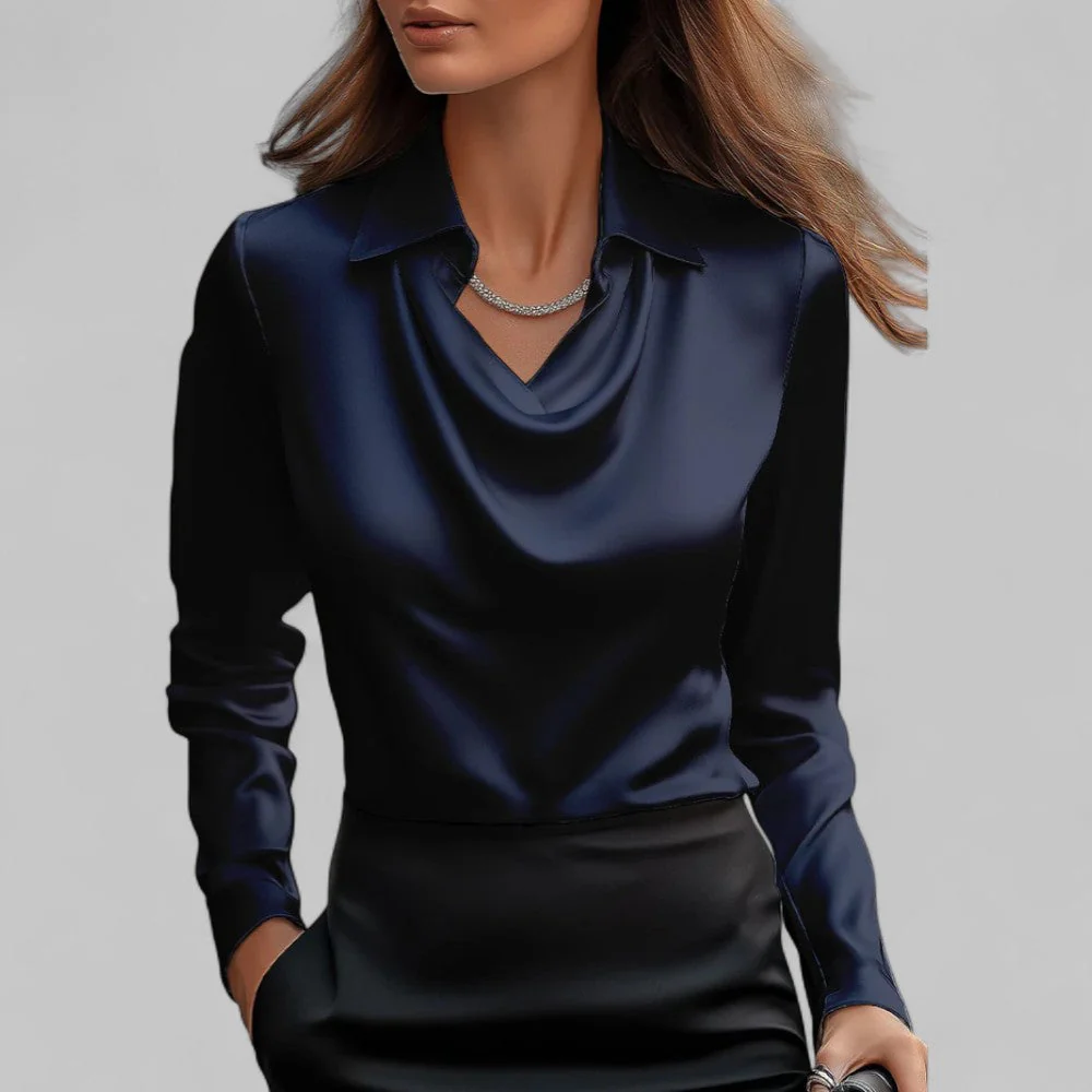 Daphne | Women’s Summer Elegant Blouse Top with Draped Cowl Neck - Image 8