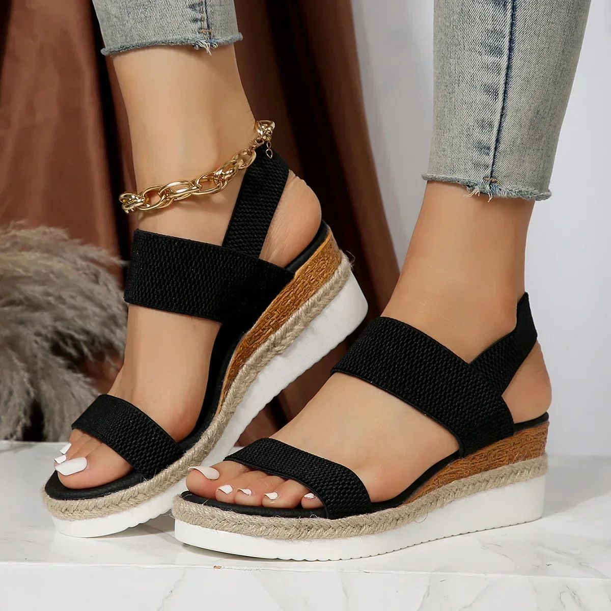 Diane | Women’s Elegant Platform Sandals with Elastic Straps - Image 3