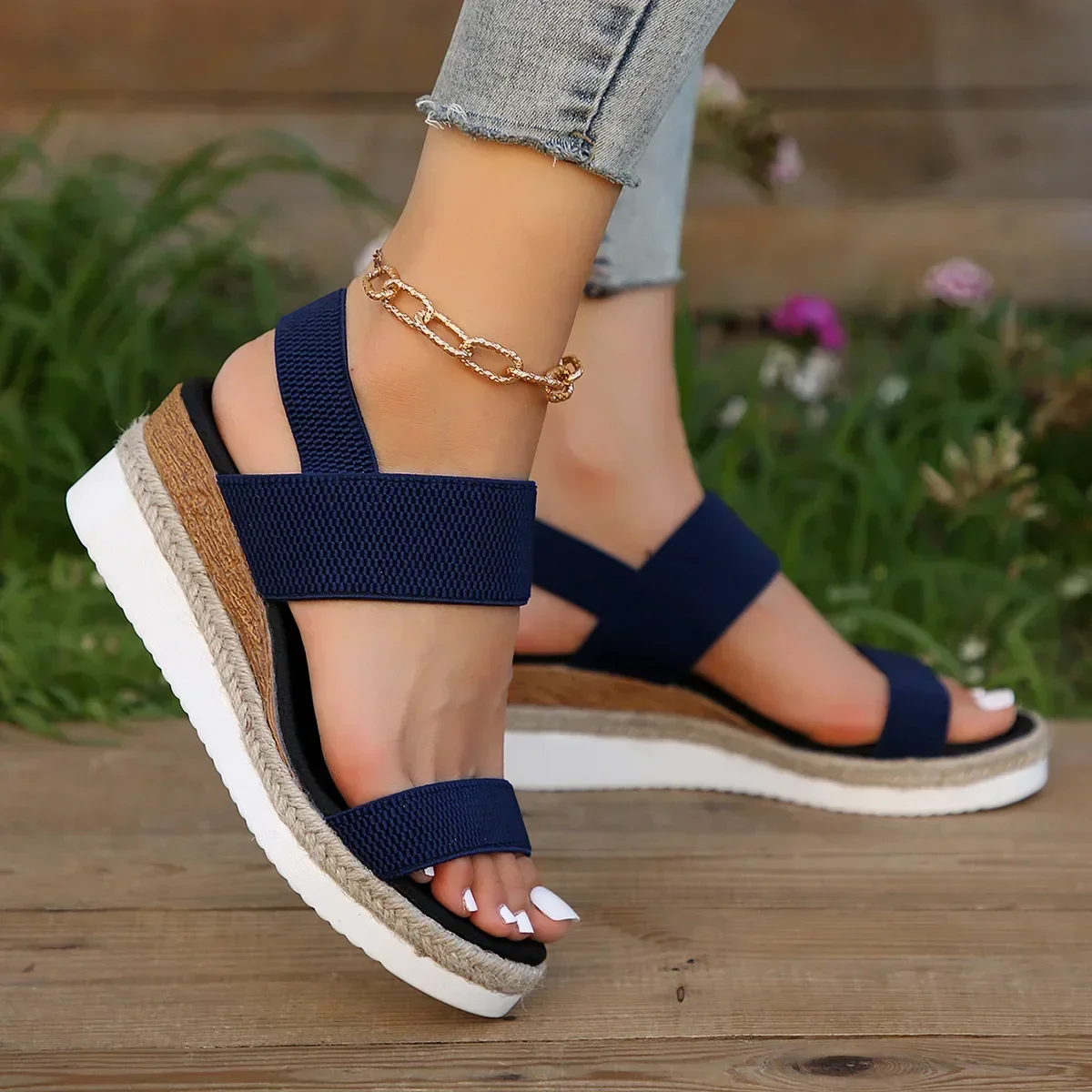 Diane | Women’s Elegant Platform Sandals with Elastic Straps - Image 7