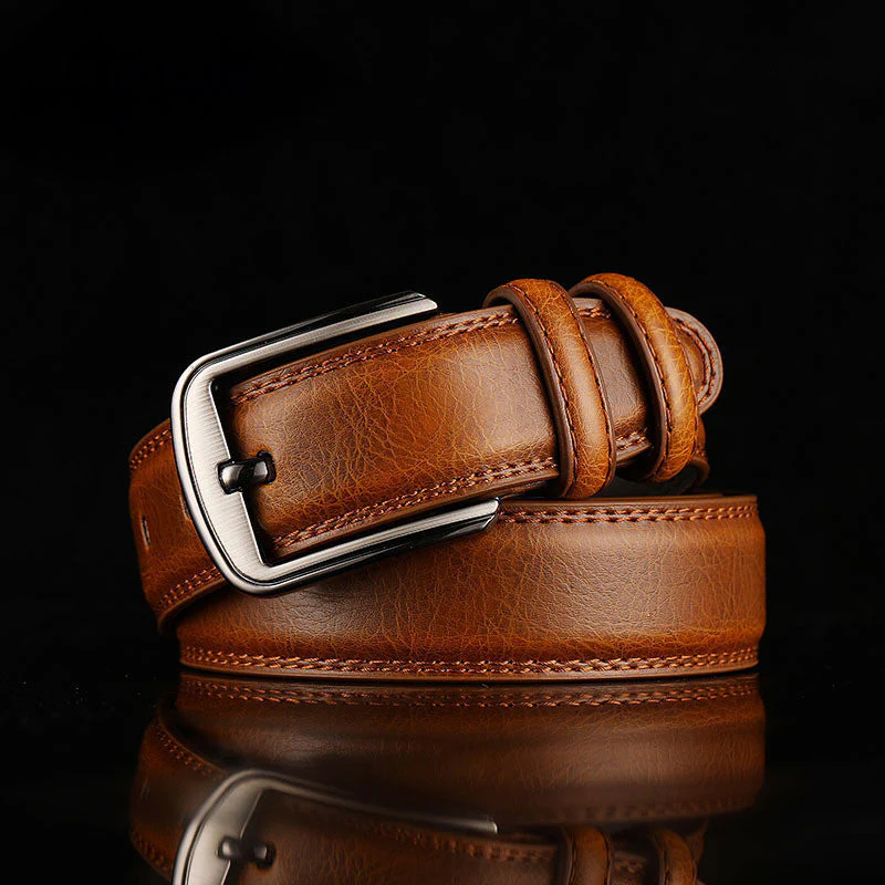 Dominic | Men’s Classic Leather Belt with Silver Buckle