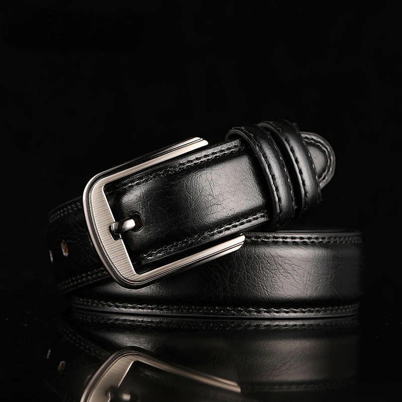 Dominic | Men’s Classic Leather Belt with Silver Buckle - Image 4