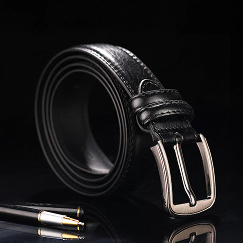 Dominic | Men’s Classic Leather Belt with Silver Buckle - Image 5