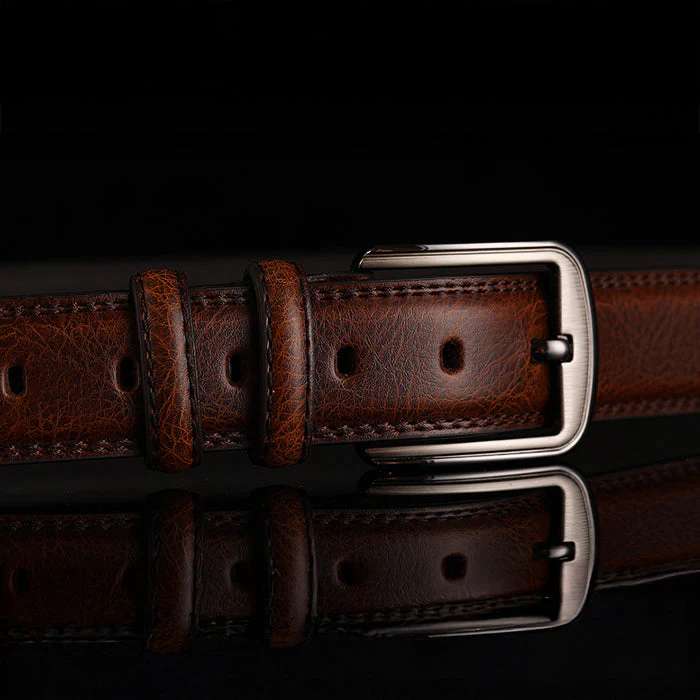 Dominic | Men’s Classic Leather Belt with Silver Buckle - Image 6