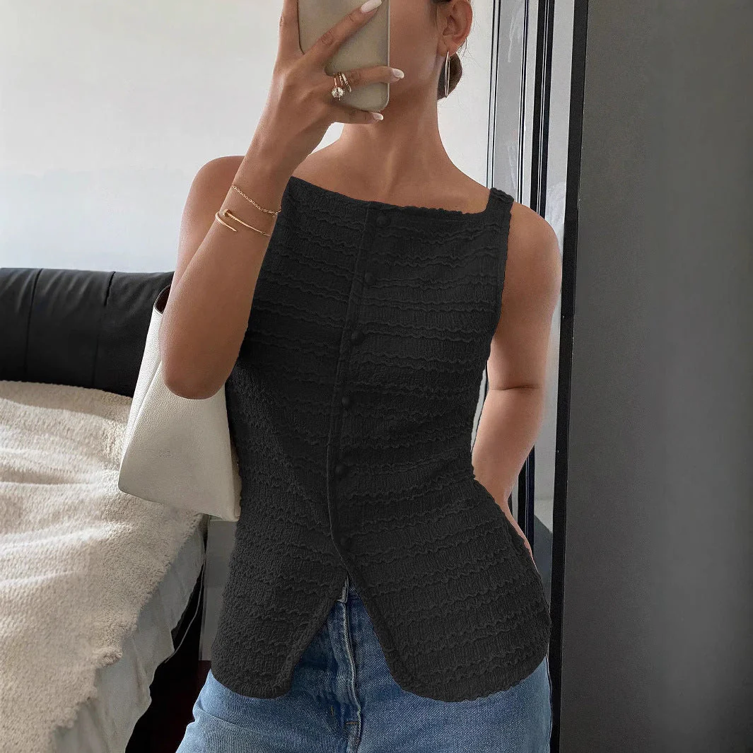 Emily | Women’s Classic Sleeveless Summer Blouse with Button Front - Image 3