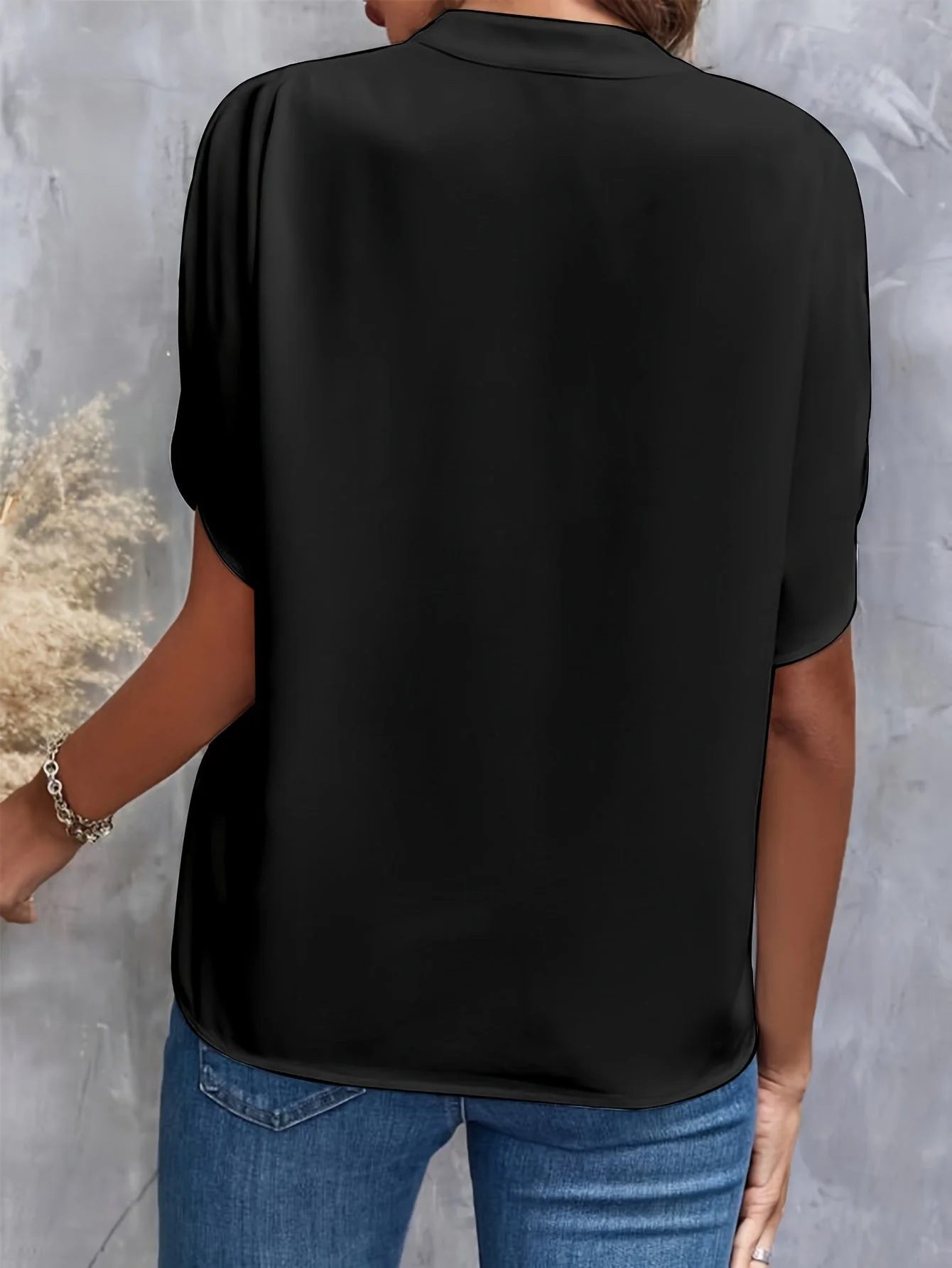 Esme | Women’s Elegant Flutter Sleeve Blouse with Split Neckline - Image 6