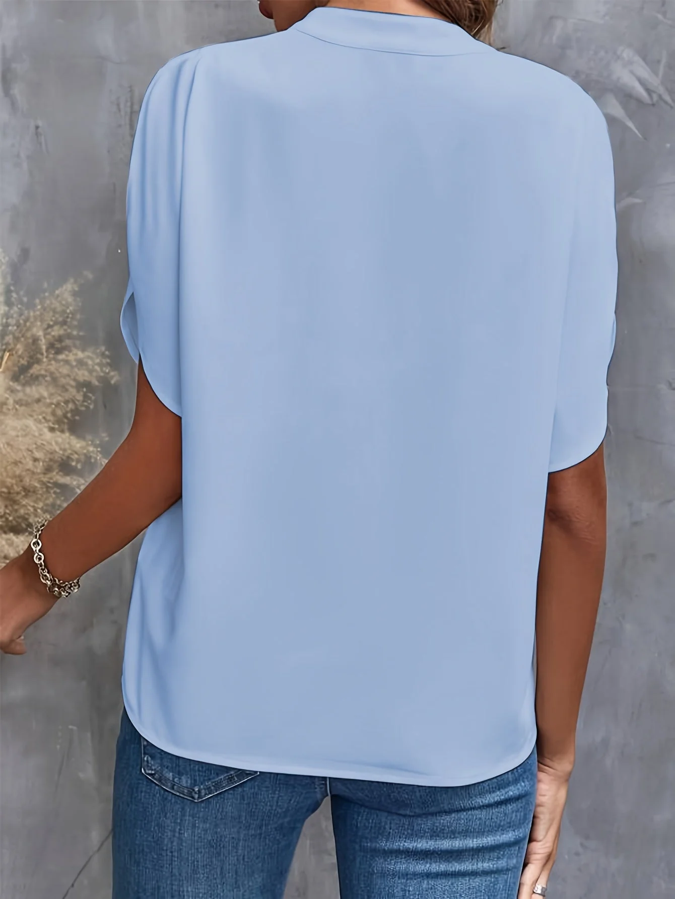 Esme | Women’s Elegant Flutter Sleeve Blouse with Split Neckline - Image 8