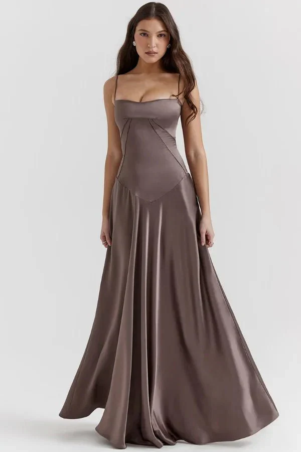 Esme | Women’s Elegant Maxi Wedding Guest Gown with Spaghetti Straps - Image 11