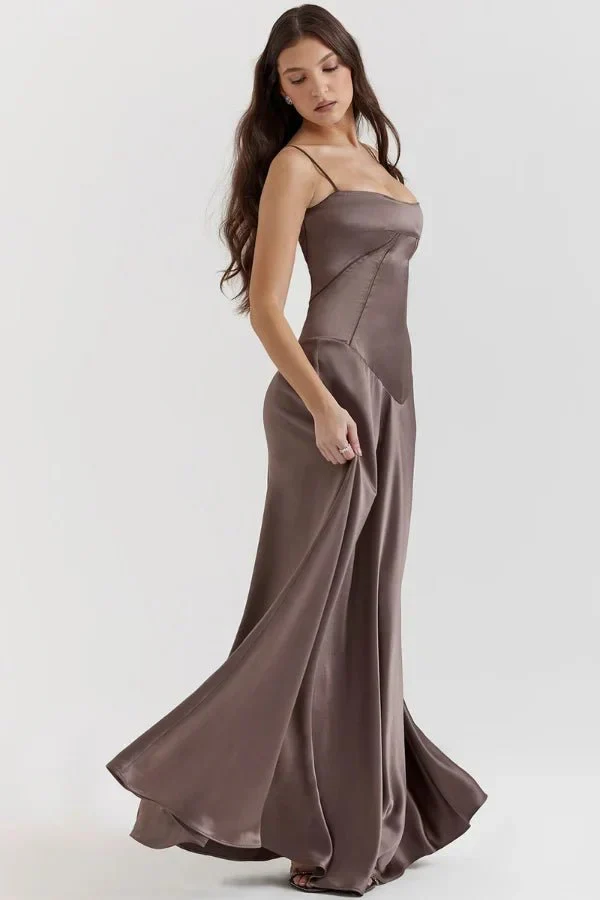 Esme | Women’s Elegant Maxi Wedding Guest Gown with Spaghetti Straps - Image 14