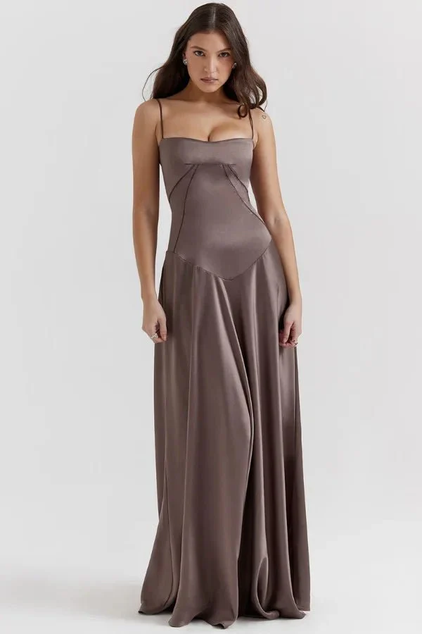 Esme | Women’s Elegant Maxi Wedding Guest Gown with Spaghetti Straps - Image 16