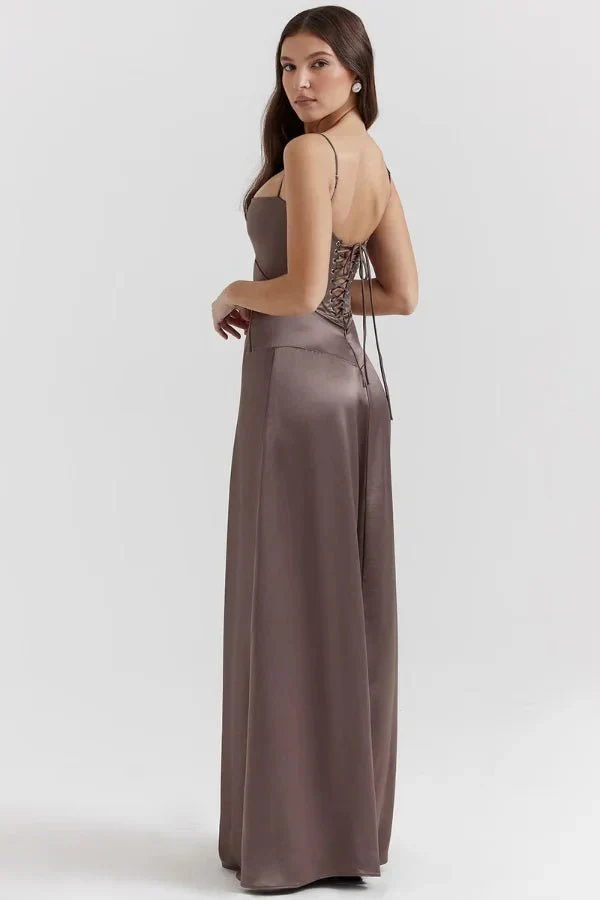 Esme | Women’s Elegant Maxi Wedding Guest Gown with Spaghetti Straps - Image 17