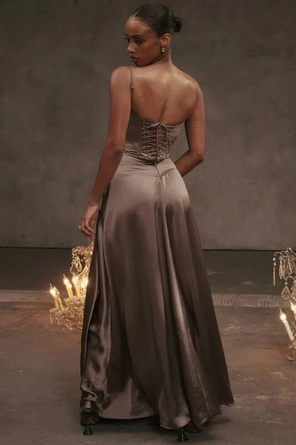 Esme | Women’s Elegant Maxi Wedding Guest Gown with Spaghetti Straps - Image 20