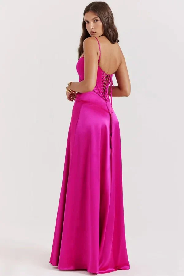 Esme | Women’s Elegant Maxi Wedding Guest Gown with Spaghetti Straps - Image 27