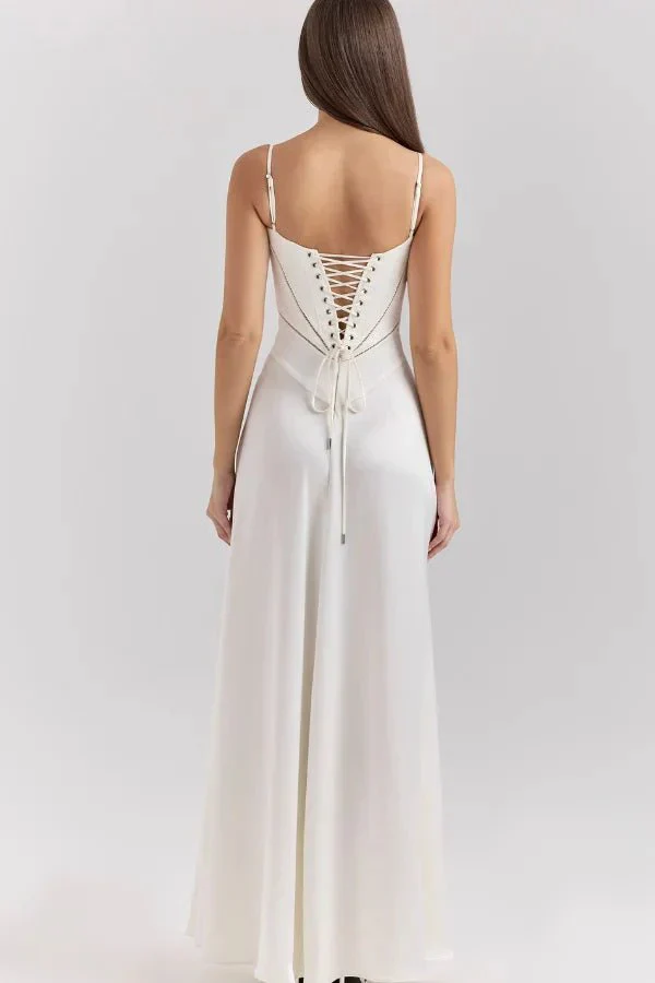 Esme | Women’s Elegant Maxi Wedding Guest Gown with Spaghetti Straps - Image 40