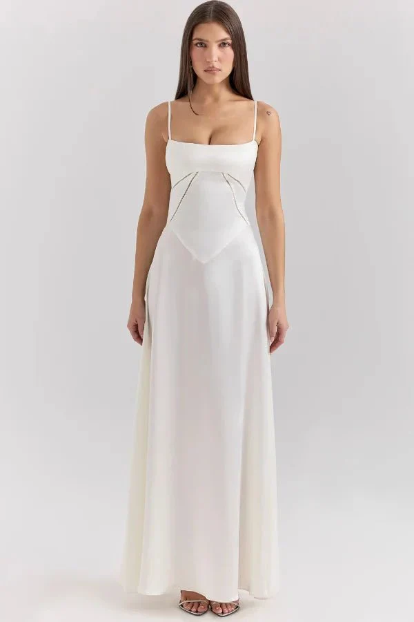 Esme | Women’s Elegant Maxi Wedding Guest Gown with Spaghetti Straps - Image 45