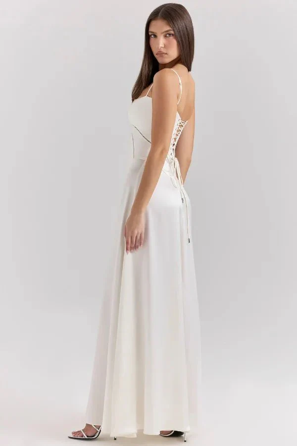 Esme | Women’s Elegant Maxi Wedding Guest Gown with Spaghetti Straps - Image 46