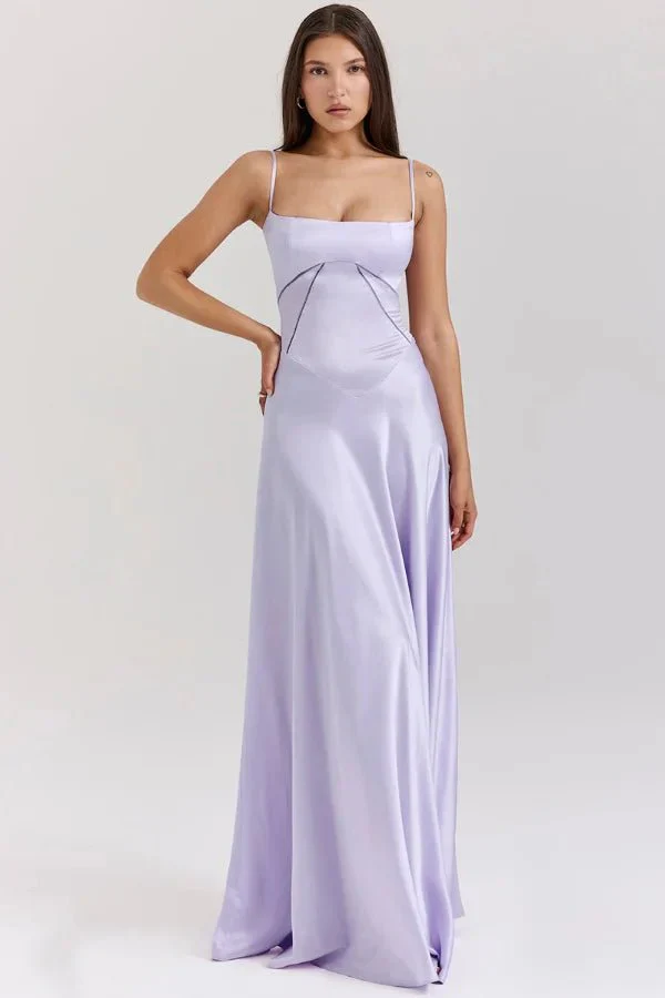 Esme | Women’s Elegant Maxi Wedding Guest Gown with Spaghetti Straps - Image 50