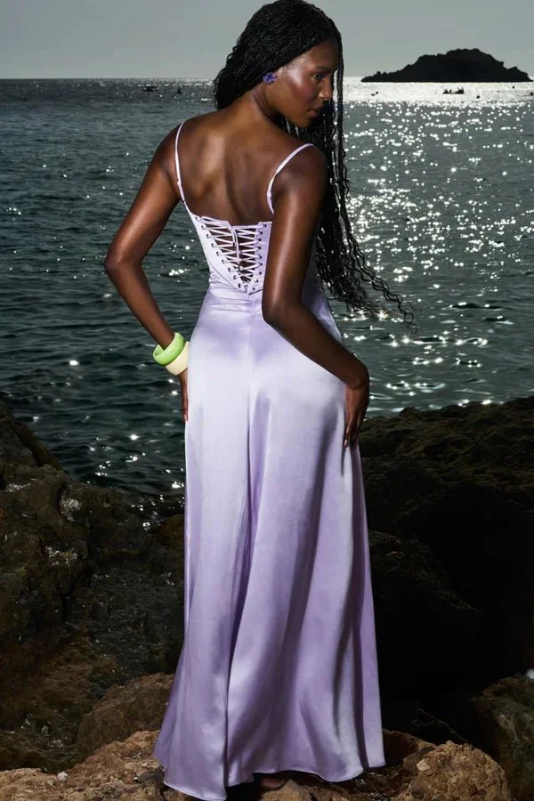 Esme | Women’s Elegant Maxi Wedding Guest Gown with Spaghetti Straps - Image 56