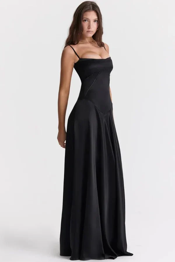 Esme | Women’s Elegant Maxi Wedding Guest Gown with Spaghetti Straps - Image 6