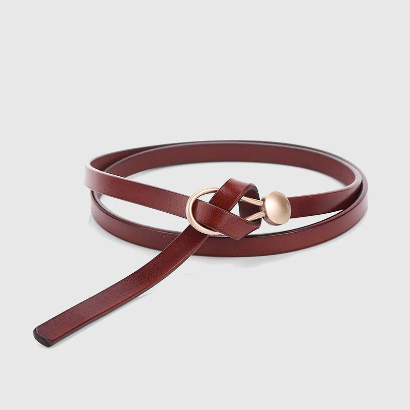 Esme | Women’s Elegant Slim Leather Belt with Metal Hook - Image 2