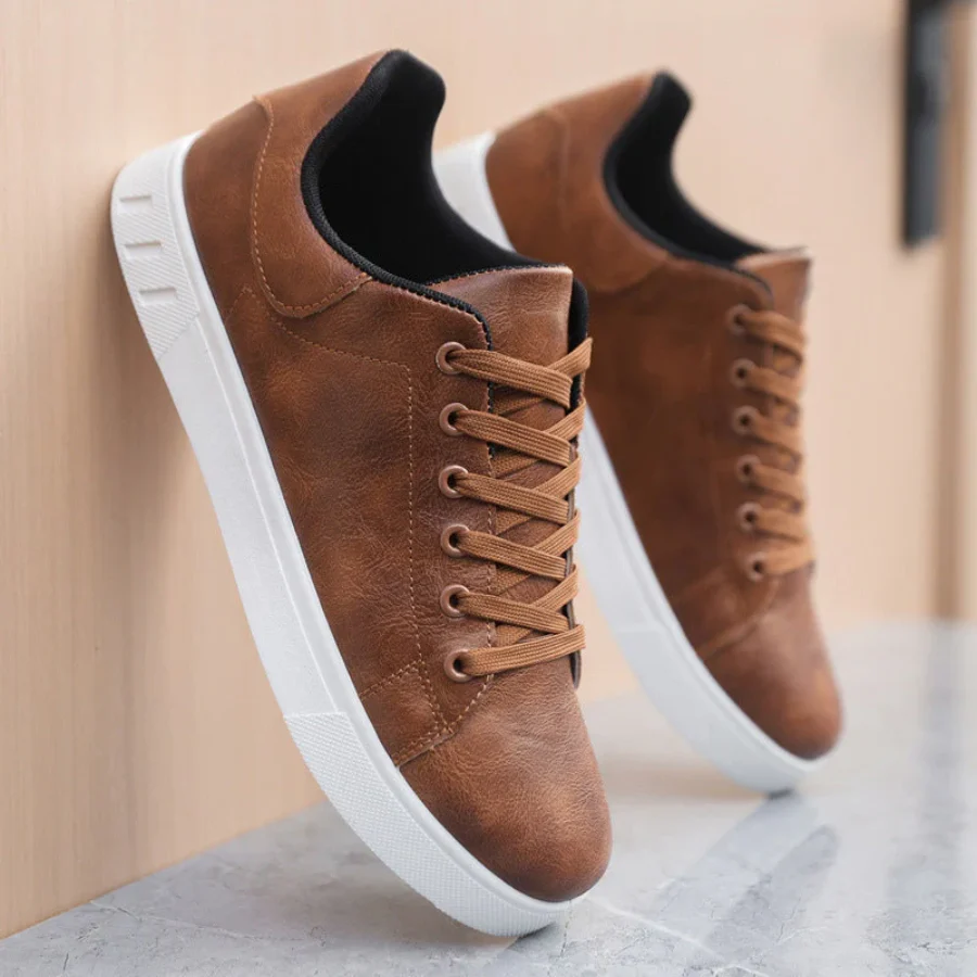Euan | Men’s Classic Trainers with White Sole - Image 6
