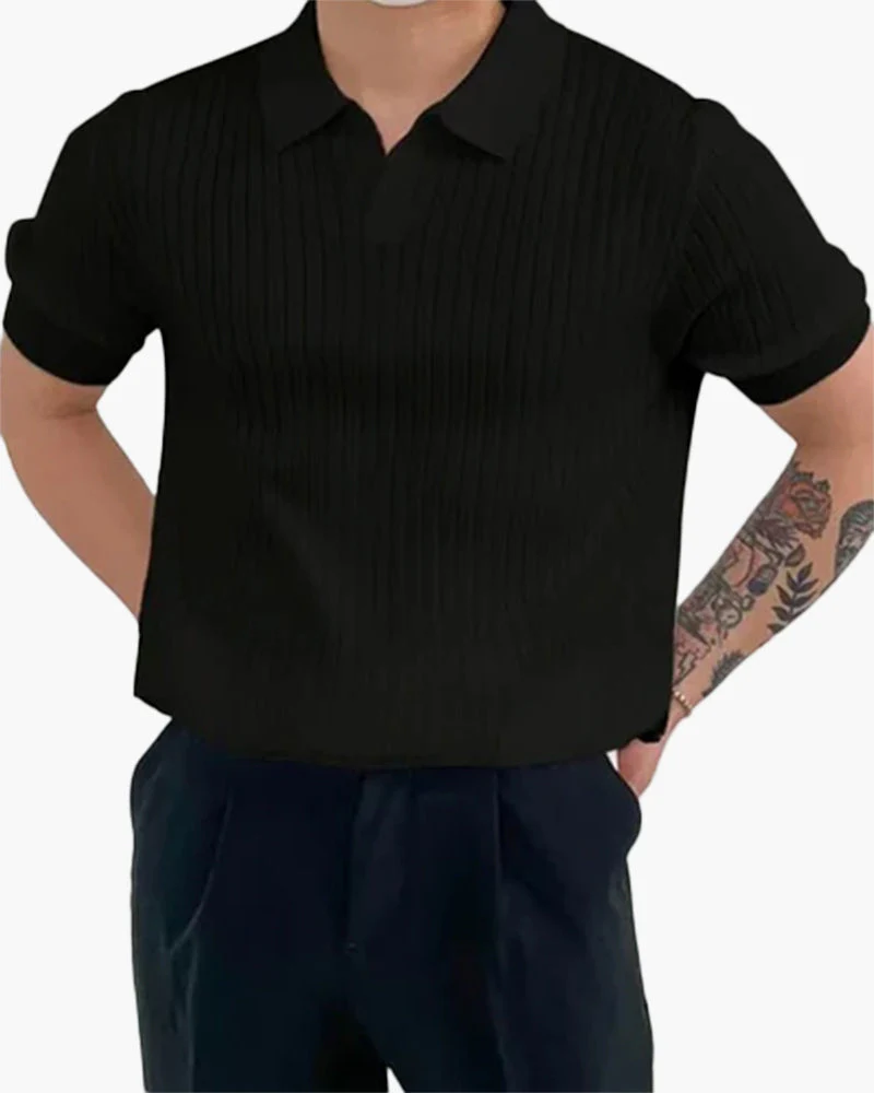 Felix | Men's Classic Ribbed Polo with Collar Detail - Image 5