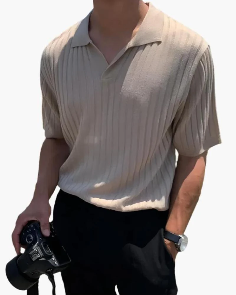 Felix | Men's Classic Ribbed Polo with Collar Detail - Image 6