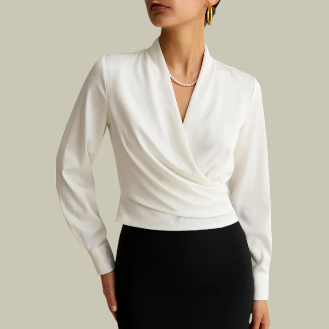 Florence | Women’s Elegant Blouse with Wrap Front - Image 3